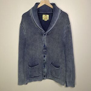 Mens Fisherman Cardigan Large T DALTON CLOTHING Navy Blue Shawl Collar Cotton